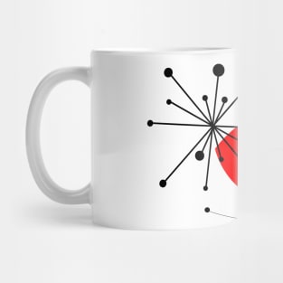 Composition with a red eye, flower and star. Mug